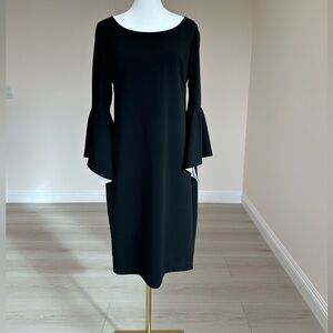 Calvin Klein Elegant Black Bell Sleeve Dress|Size 10